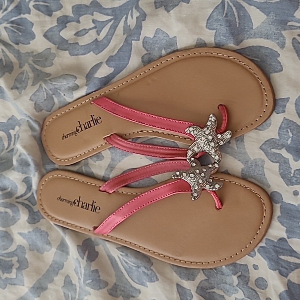 Coral Jeweled Starfish Sandals